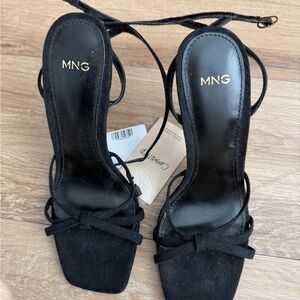 Mango Black Strappy Heels